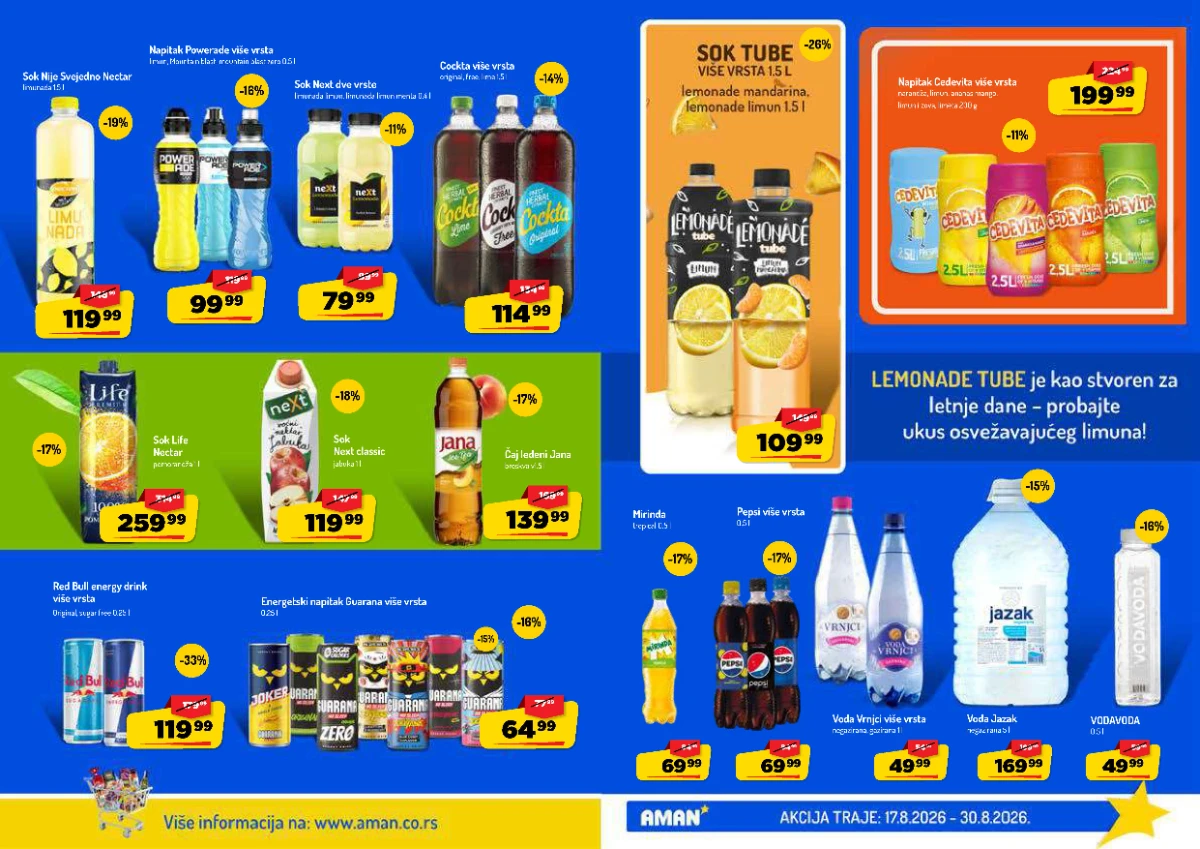 AMAN katalog strana 12 – sokovi, voda, energetski napici i Cedevita na akciji