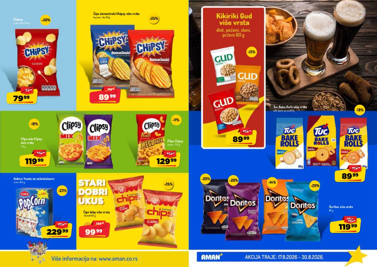 AMAN katalog strana 13 – Chipsy, Doritos, Tuc i druge grickalice na akciji