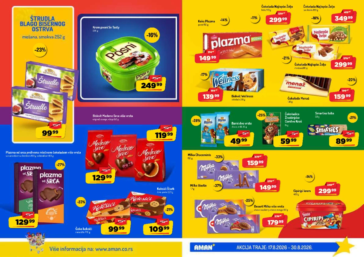 AMAN katalog strana 15 – Milka, Plazma, Štark i drugi slatkiši na akciji