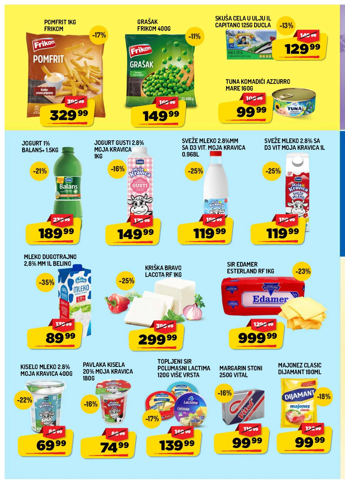 AMAN akcija strana 4 – mleko, jogurt, sir, majonez, Frikom pomfrit i zamrznuti proizvodi.