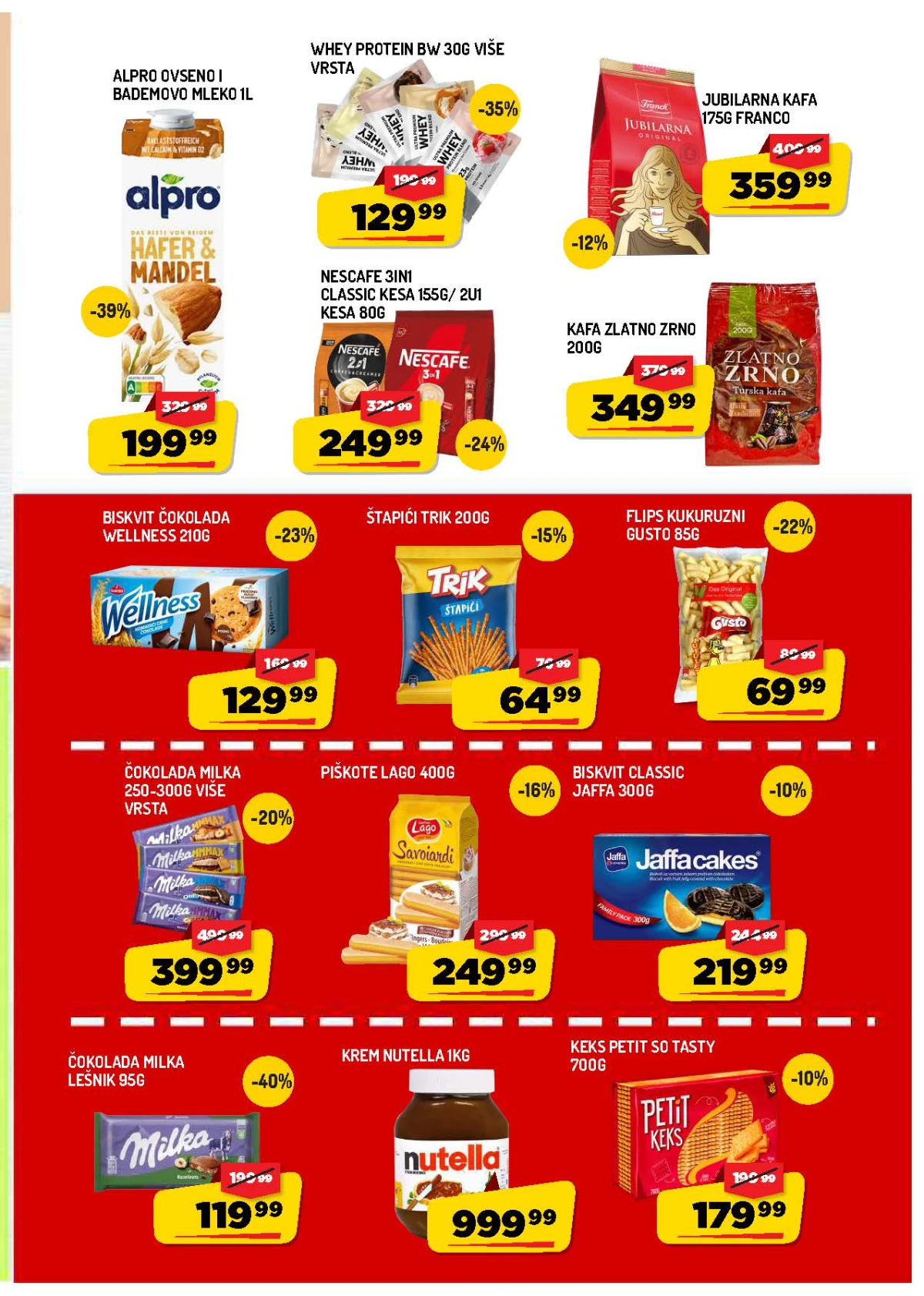 AMAN akcija strana 7 – kafa, Nutella, Milka čokolade, Jaffa i slatkiši.