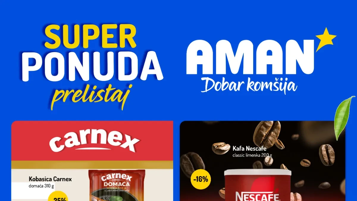 AMAN katalog od 12. do 25.10.2026. – Carnex kobasica, Nescafé kafa, ajvar Baka Živka, Frikom spanać i Ariel na akciji