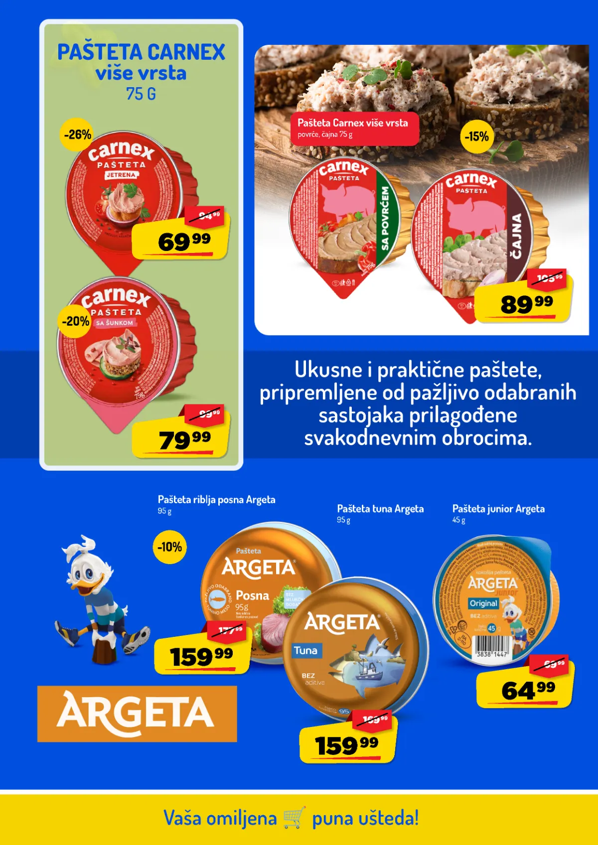 AMAN katalog do 25.10.2026. – paštete na akciji AMAN katalog, strana 8 – Carnex i Argeta paštete po akcijskim cenama