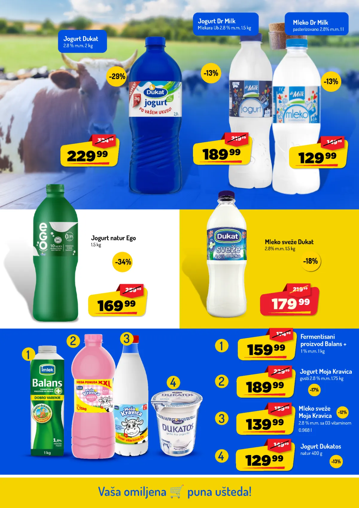 AMAN katalog do 25.10.2026. – mleko i jogurt na akciji AMAN katalog, strana 10 – Dukat, Dr Milk, Ego i Moja Kravica mleko i jogurt