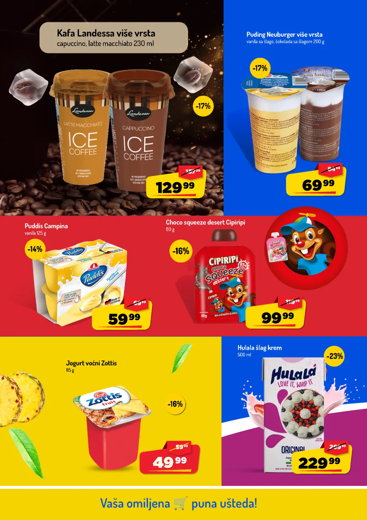 AMAN katalog do 25.10.2026. – deserti na akciji AMAN katalog, strana 12 – Landessa kafa, pudinzi, Cipiripi desert, Hulala i Zottis