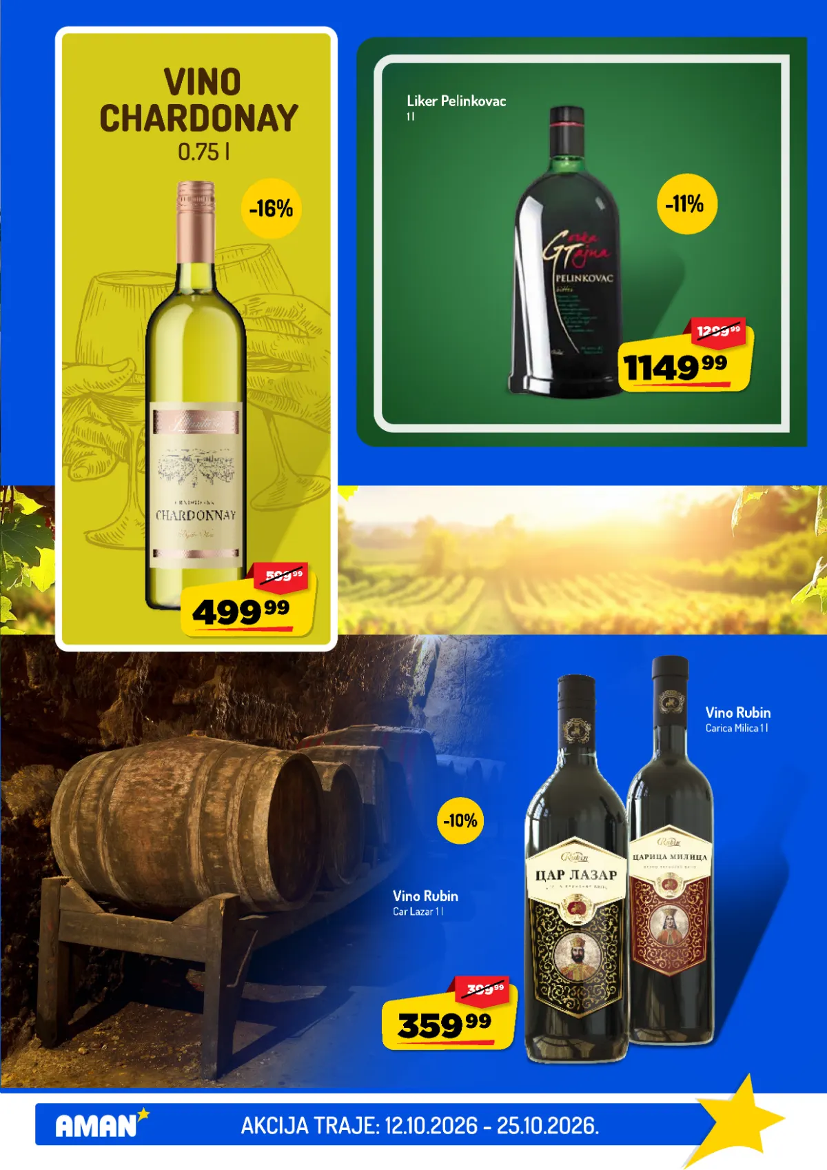 AMAN katalog do 25.10.2026. – likeri i vina AMAN katalog, strana 27 – Pelinkovac i Rubin vina Carica Milica i Car Lazar