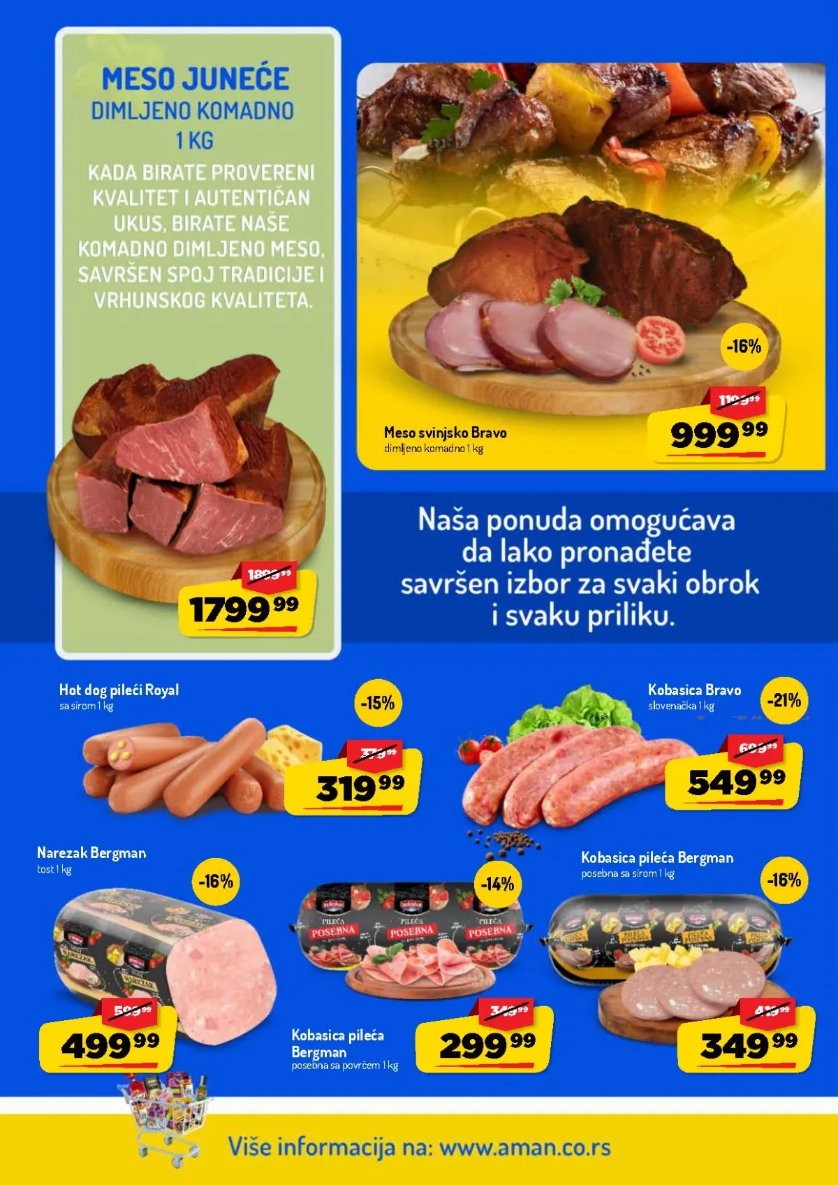 AMAN katalog do 16.08.2026. – svinjsko meso, pileće kobasice, hot dog i narezak na akciji