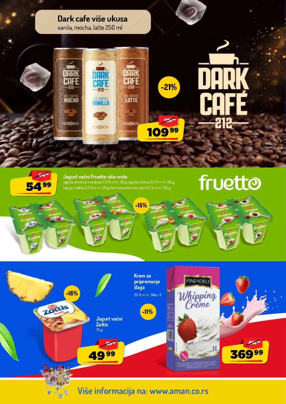 AMAN katalog do 16.08.2026. – voćni jogurt, Dark cafe i krem za pripremanje šlaga na akciji