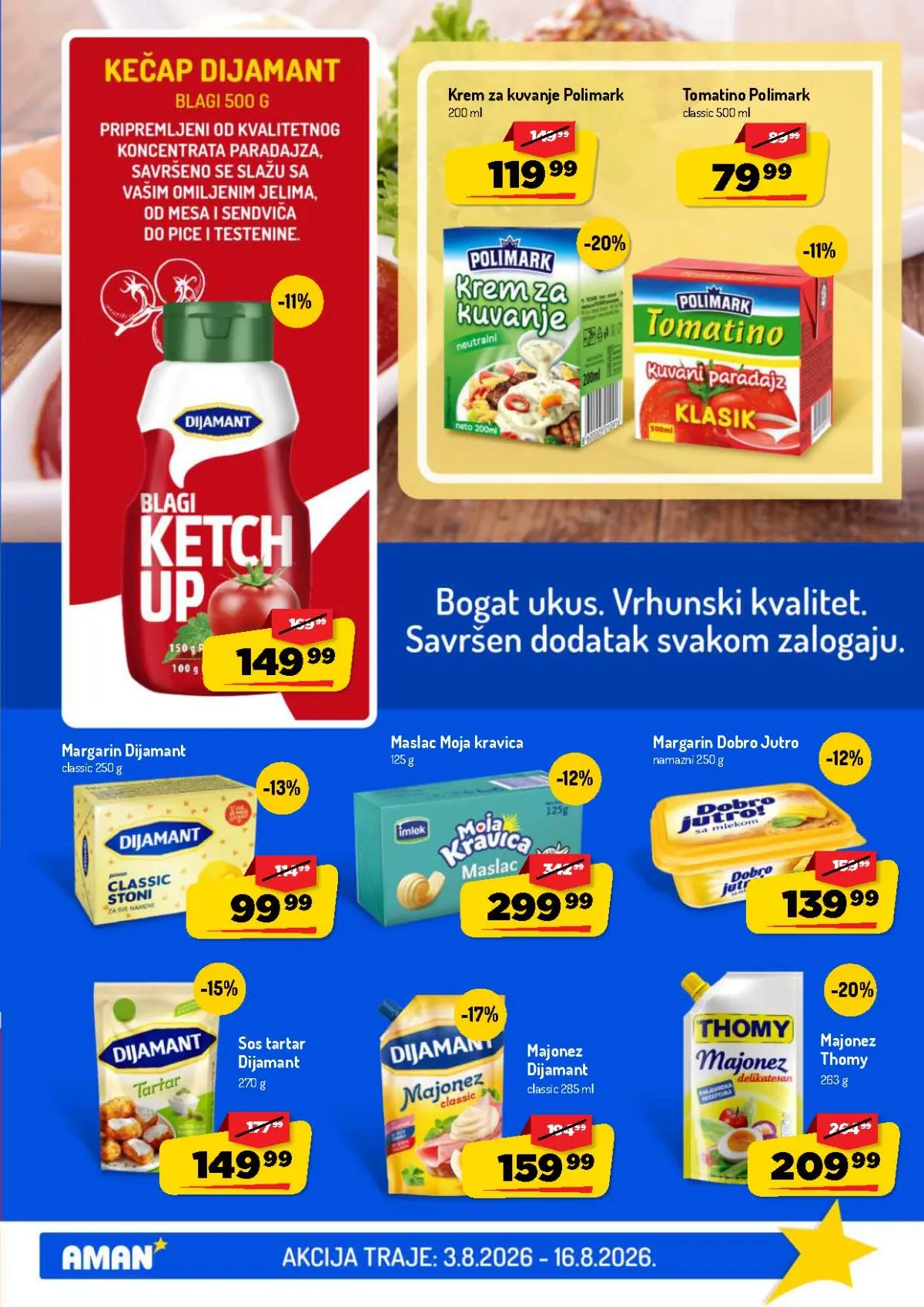 AMAN katalog do 16.08.2026. – Thomy i Dijamant majonez, Polimark krem za kuvanje, margarin i maslac