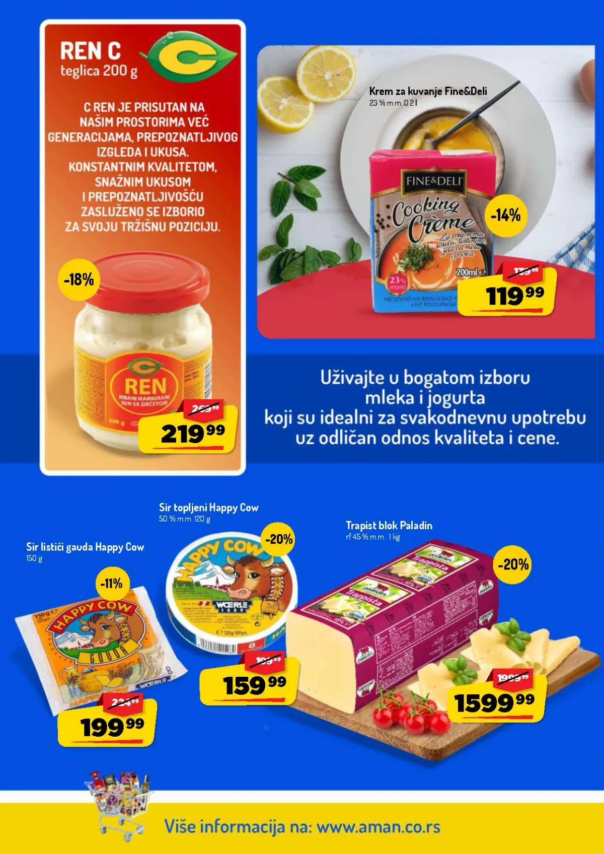 AMAN katalog do 16.08.2026. – sirevi, gauda, trapist i proizvodi za kuvanje na akciji