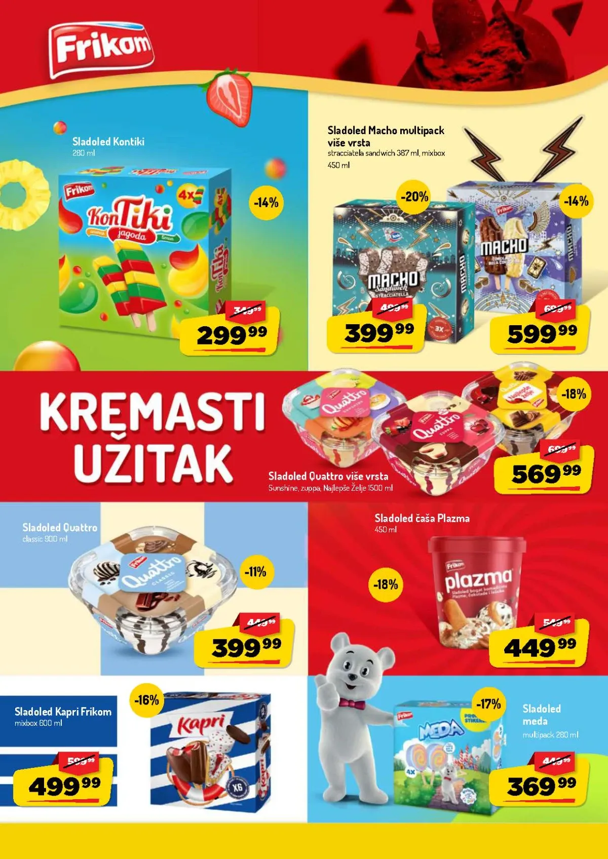 AMAN katalog do 16.08.2026. – Quattro, Frikom, Kapri i Macho sladoledi na akciji