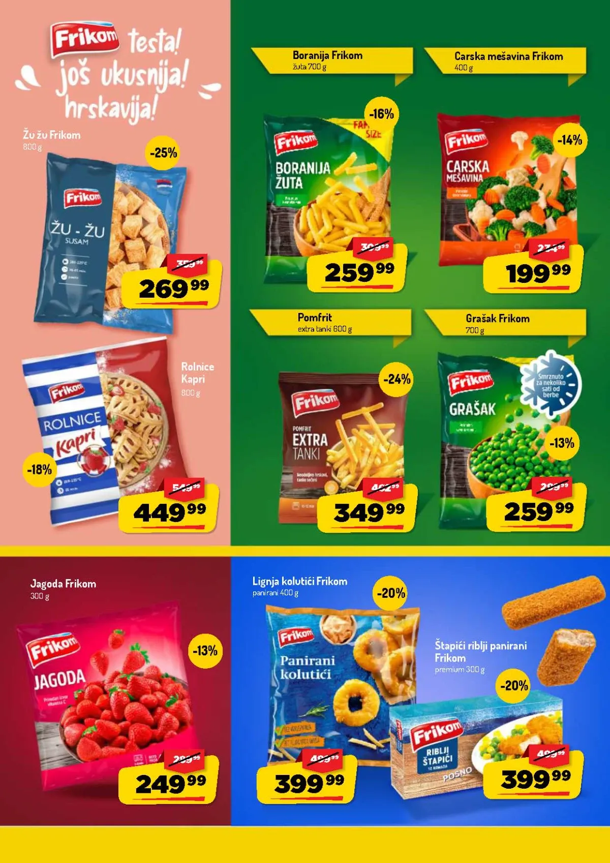 AMAN katalog do 16.08.2026. – Frikom pomfrit, rolnice, riblji štapići i smrznuto povrće