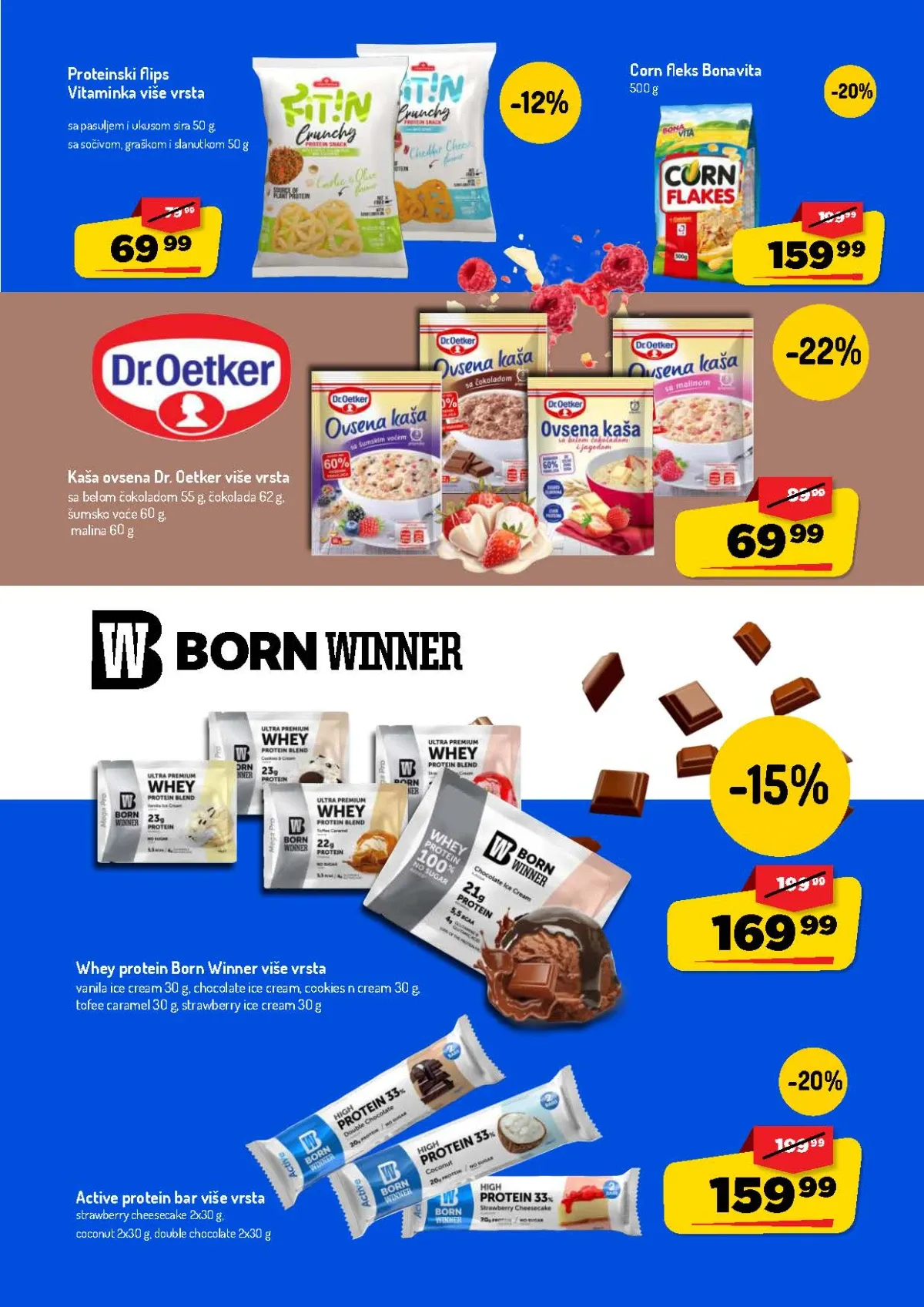 AMAN katalog do 16.08.2026. – proteinske grickalice, ovsene kaše i Whey protein