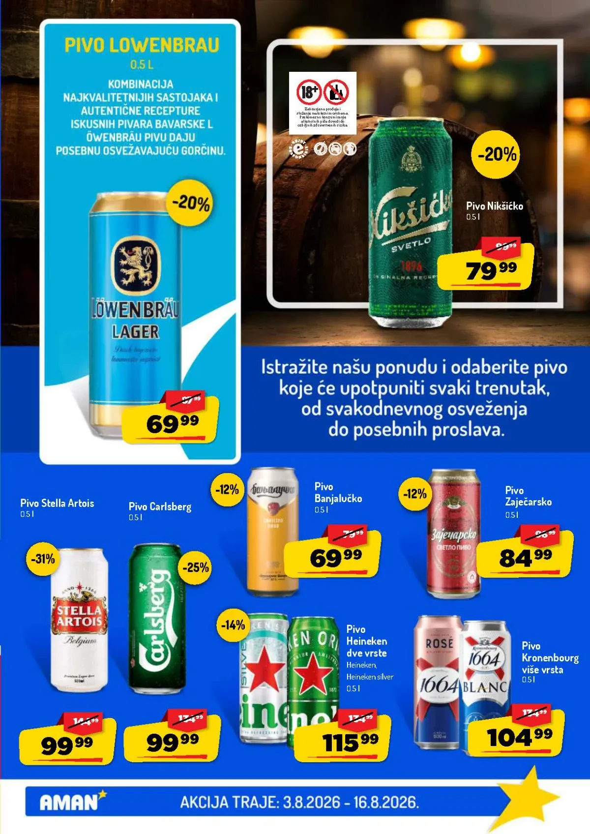AMAN katalog do 16.08.2026. – Carlsberg, Heineken, Stella Artois i druga piva na akciji