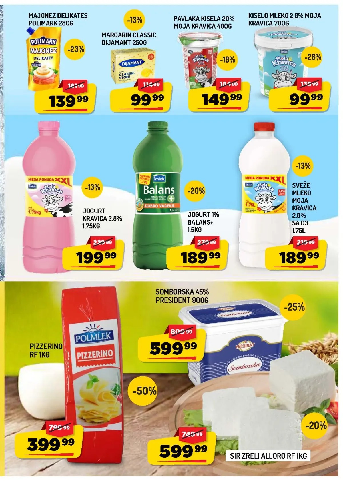 AMAN katalog strana 7 – mleko, jogurt, pavlaka, margarin, majonez i sirevi