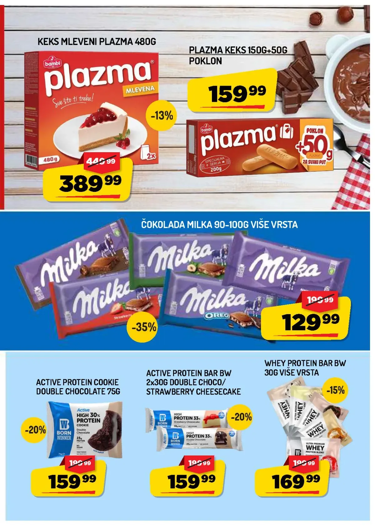AMAN katalog strana 11 – Plazma keks, Milka čokolade i proteinske pločice