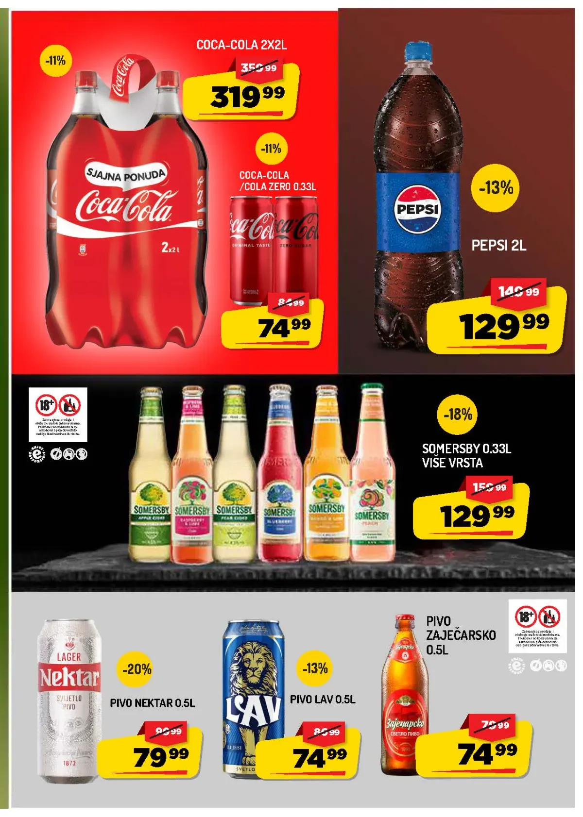 AMAN katalog strana 13 – Coca-Cola, Pepsi, Somersby i pivo na akciji