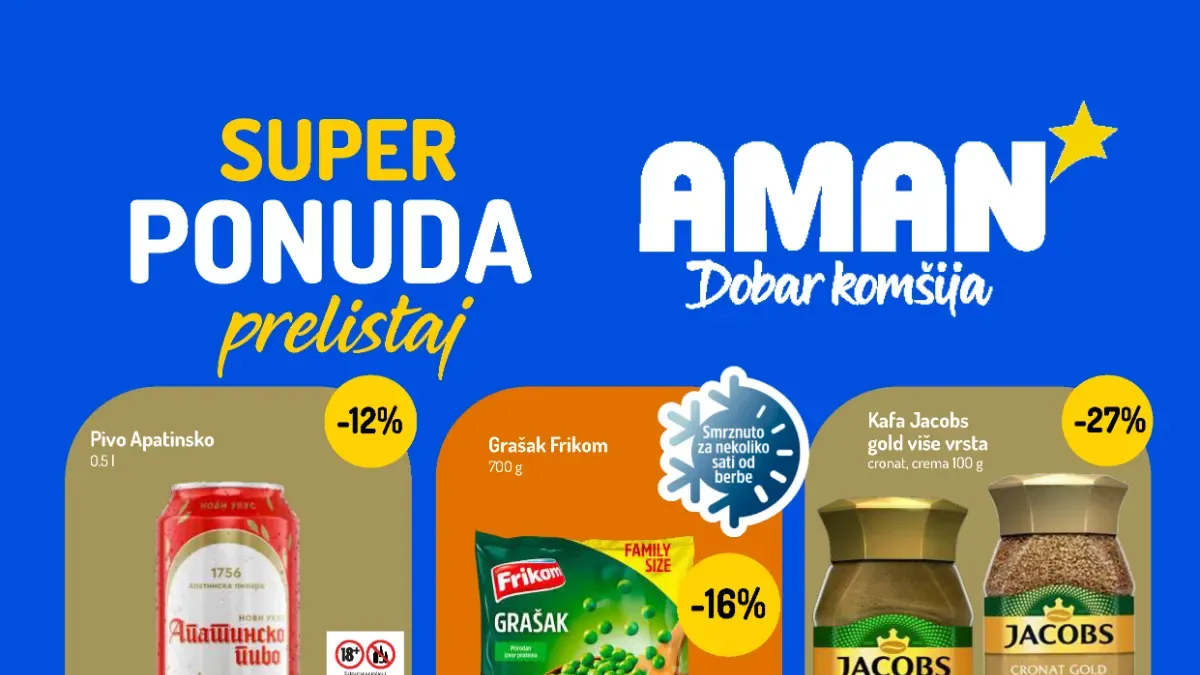 AMAN katalog od 28.09. do 11.10.2026. – hrana, piće, suhomesnati proizvodi, mlečni proizvodi, slatkiši i kućna hemija uz popuste do 41%