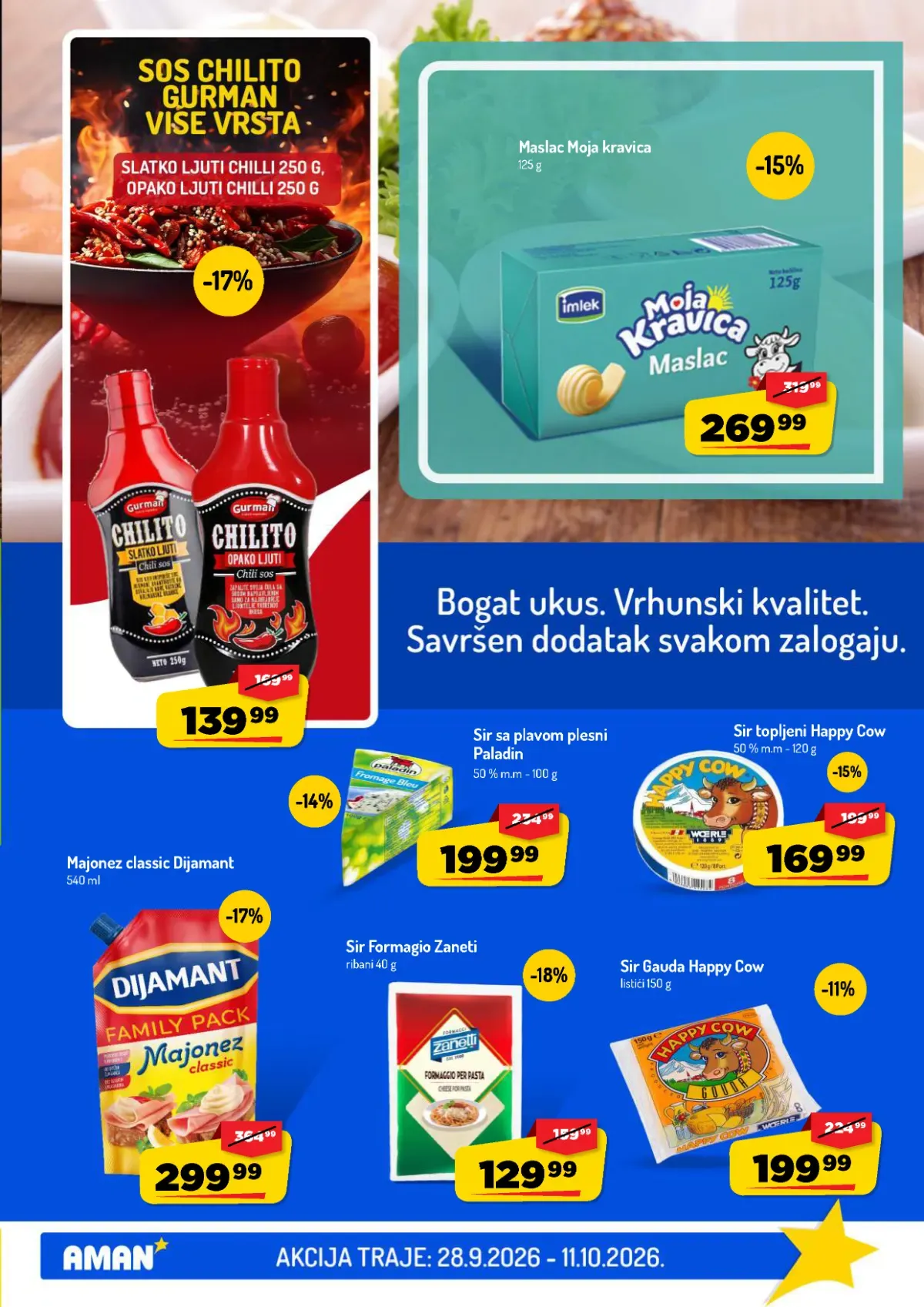 AMAN katalog – strana 9 AMAN katalog do 11.10.2026. – strana 9, sirevi, maslac i majonez