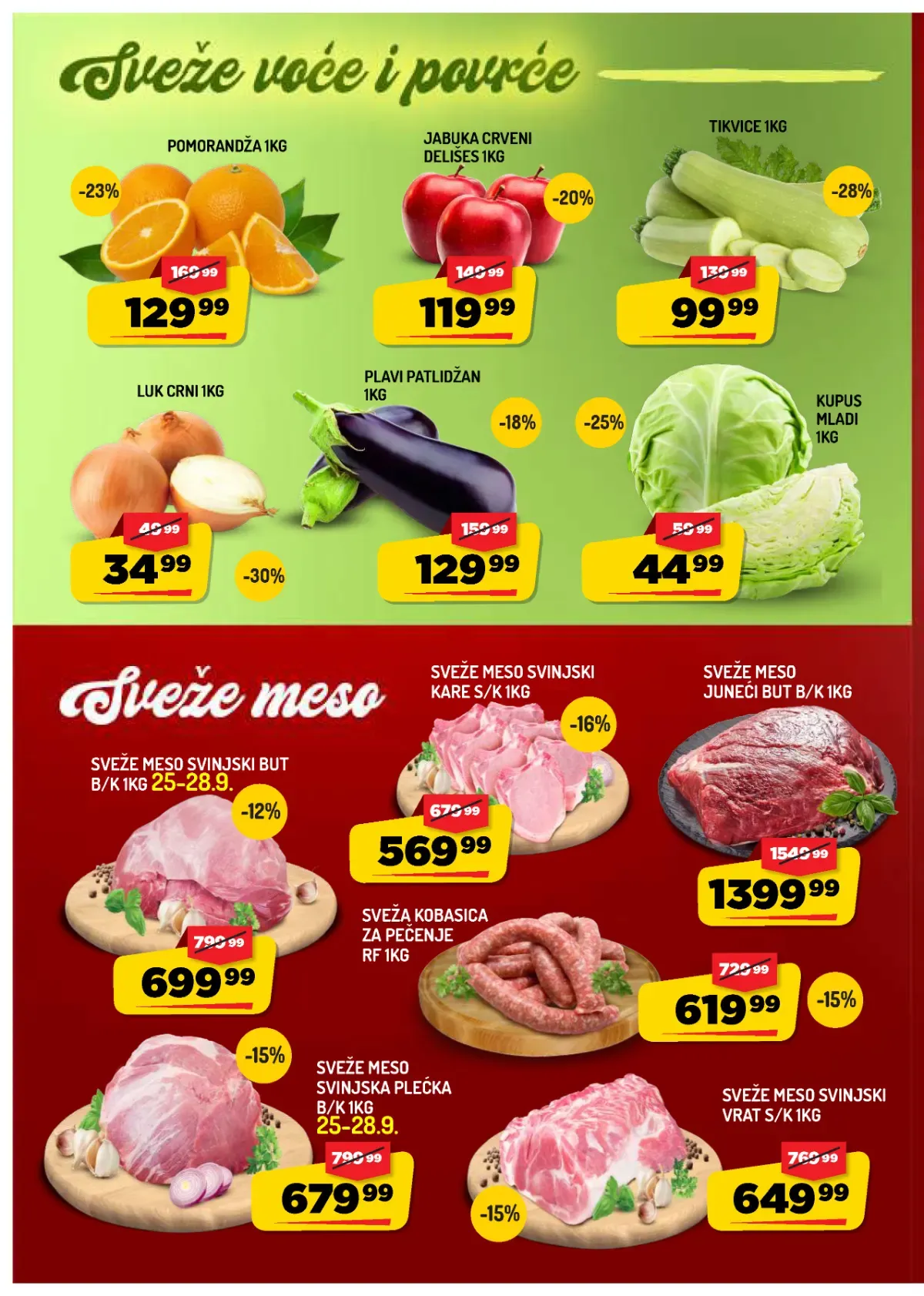 AMAN katalog strana 2 – voće, povrće i sveže meso na akciji