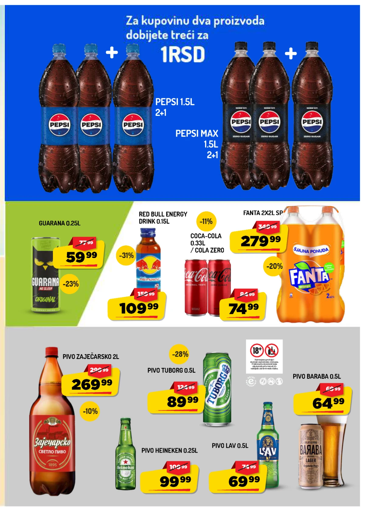 Aman katalog strana 9 – gazirana pića, energetska pića i pivo po akcijskim cenama.