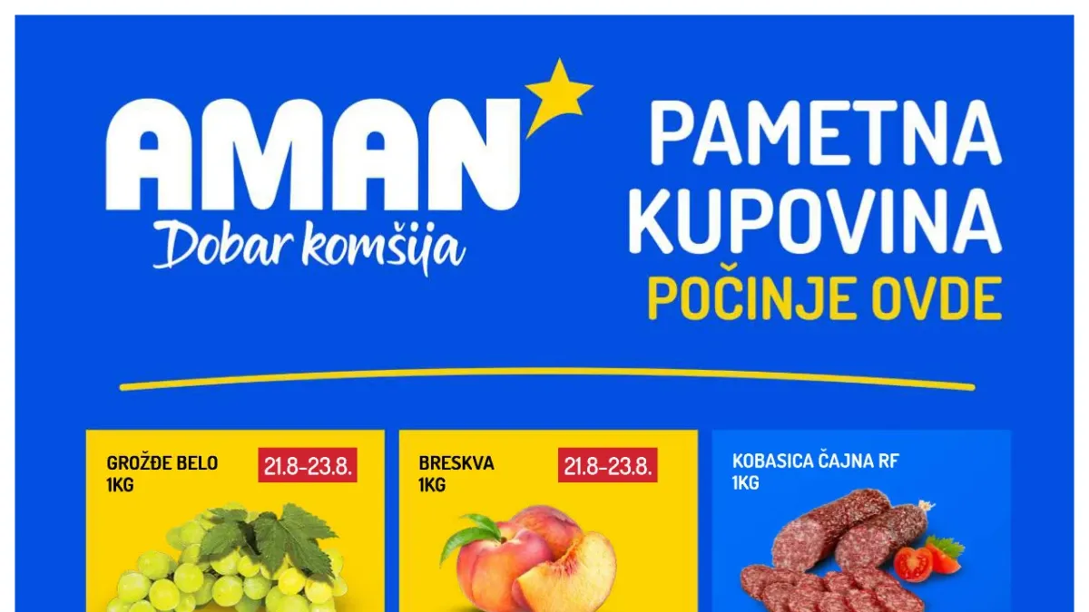 AMAN nedeljna akcija do 27.08.2026. – mleko, kafa, meso, voće, sladoled i kućna hemija na akciji