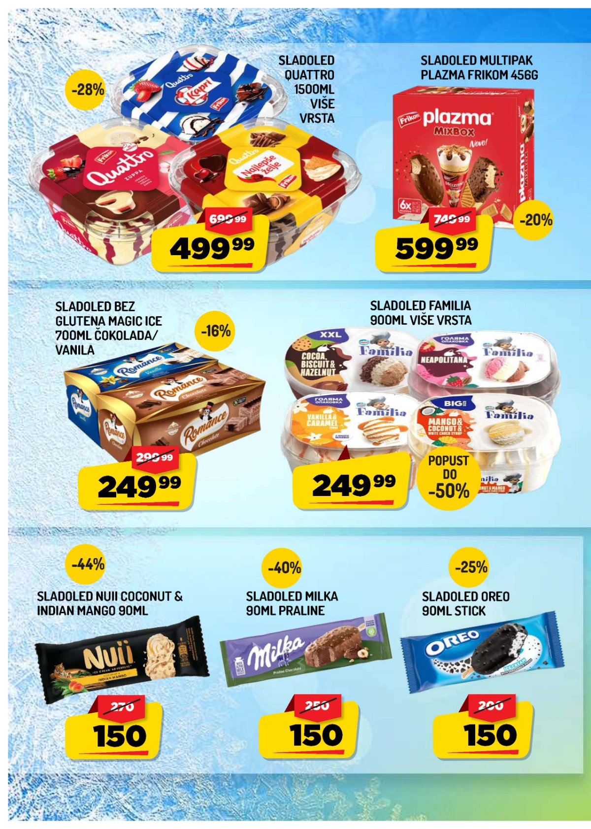 AMAN akcija – Frikom, Familia, Milka, Oreo i NUII sladoledi na sniženju
