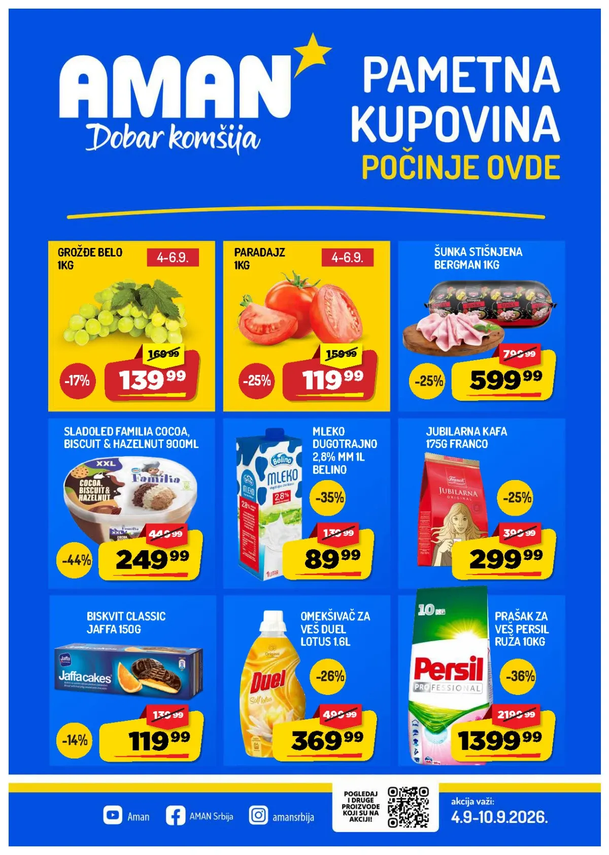 AMAN nedeljna akcija do 10.09.2026. – hrana, piće, voće, meso i kućna hemija na sniženju do 52%