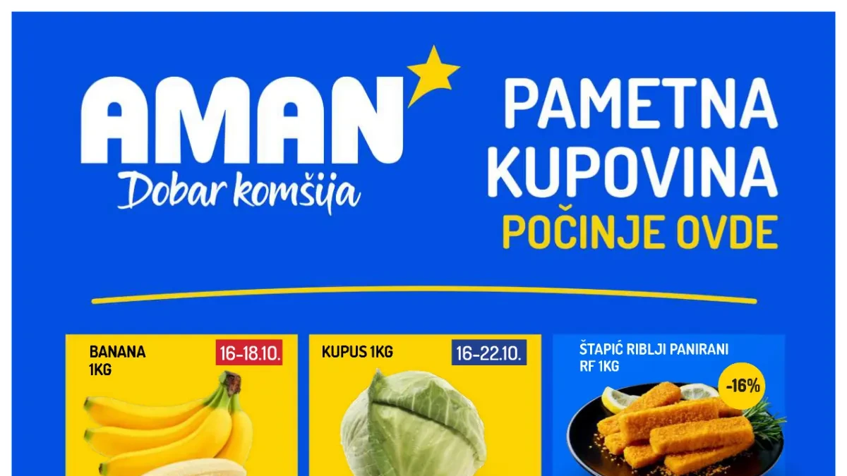 AMAN katalog od 16. do 22.10.2026. – akcijske cene mesa, voća, povrća, kafe, maslinovog ulja i Ariel praška za veš