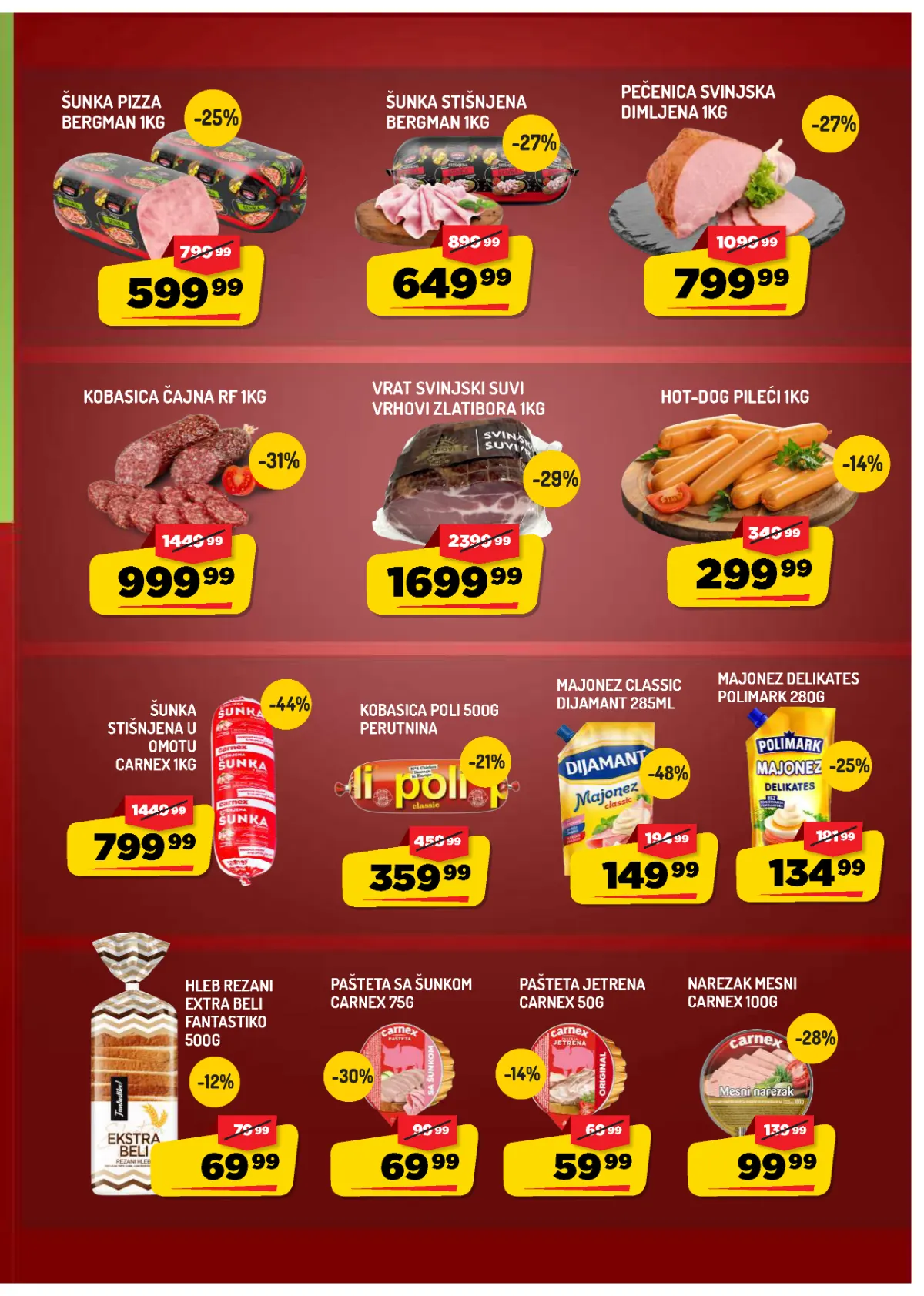 AMAN katalog – Carnex šunka, Bergman šunka, čajna kobasica, hot-dog i paštete po sniženim cenama