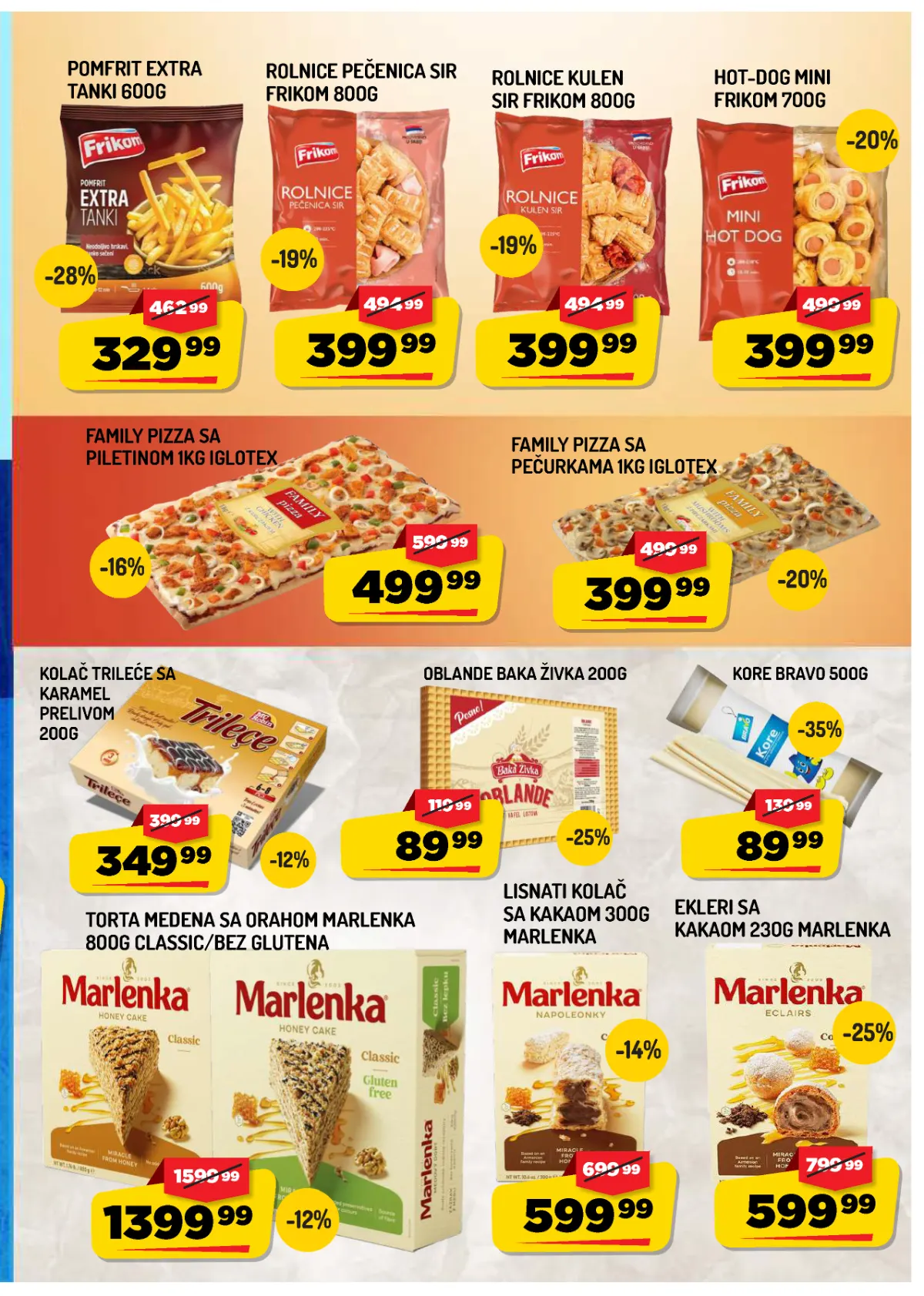 AMAN katalog – Frikom rolnice, IgloTex pice, kore za pitu, Marlenka kolači i oblande