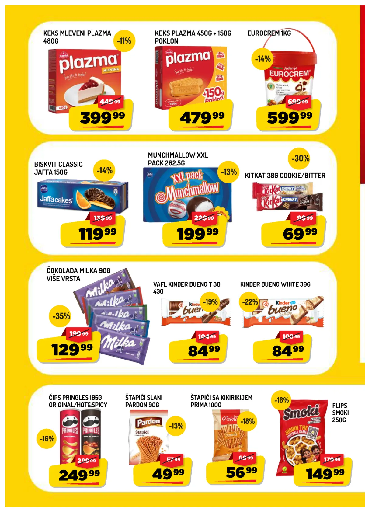 AMAN katalog – Milka čokolada 129,99 dinara, Plazma keks, Eurocrem, KitKat i Pringles