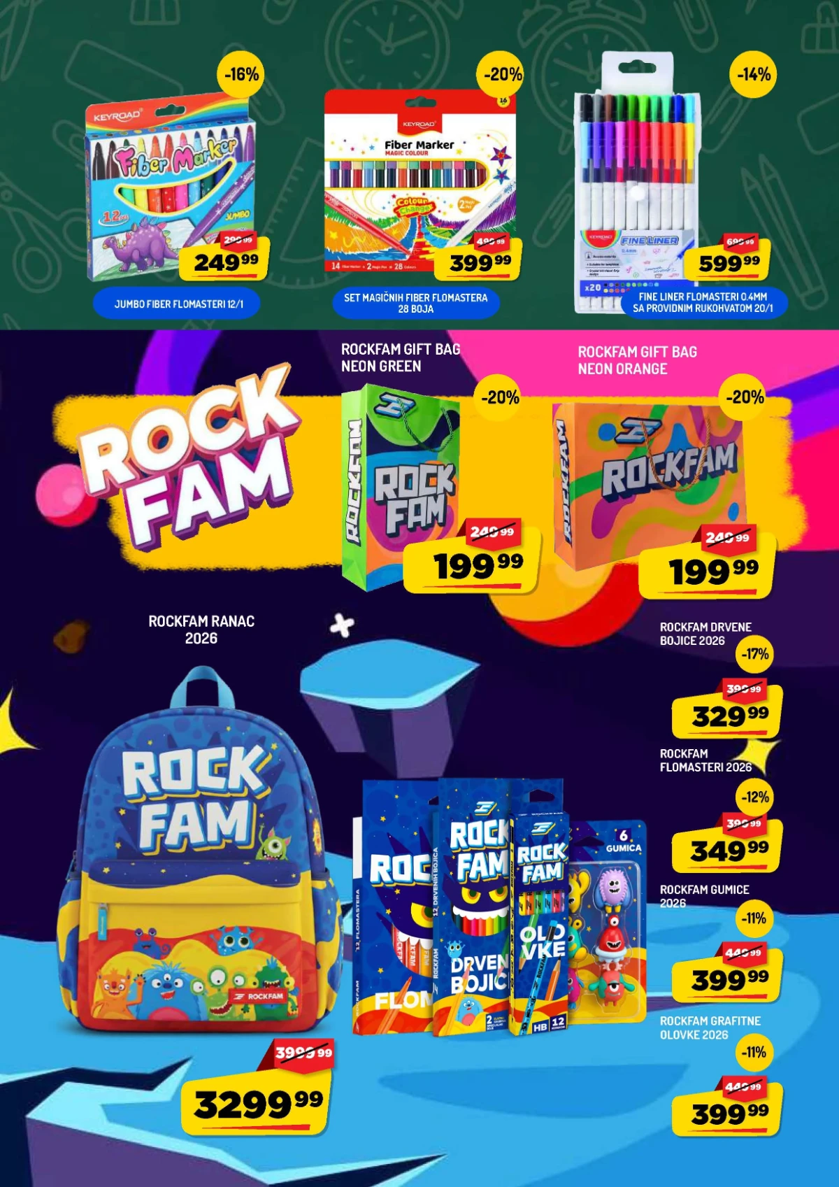 AMAN školska akcija – magični fiber flomasteri i Rockfam školski program uz popuste do 20%