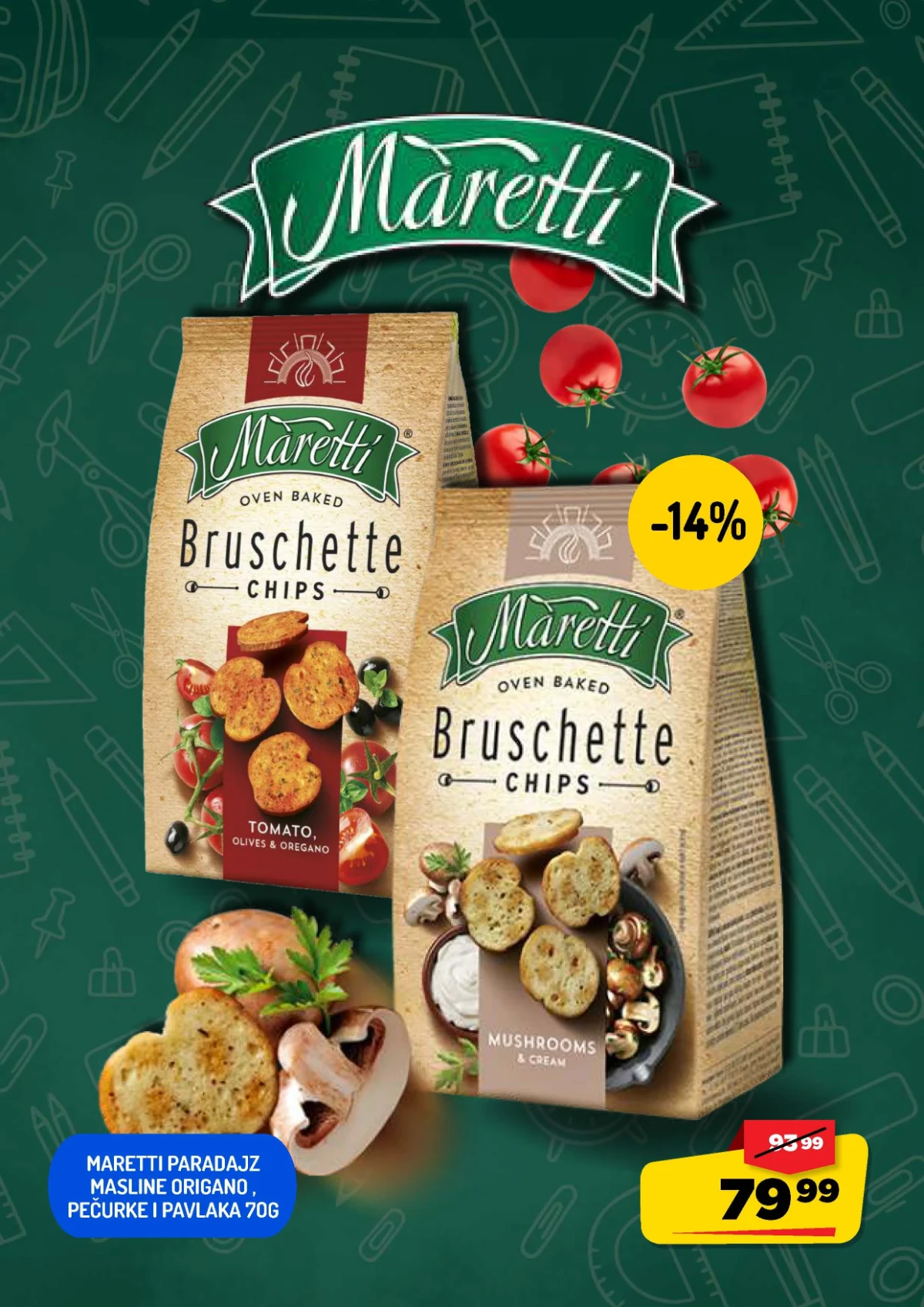 AMAN akcija – Maretti bruschette paradajz, masline i origano ili pečurke i pavlaka uz 14% popusta