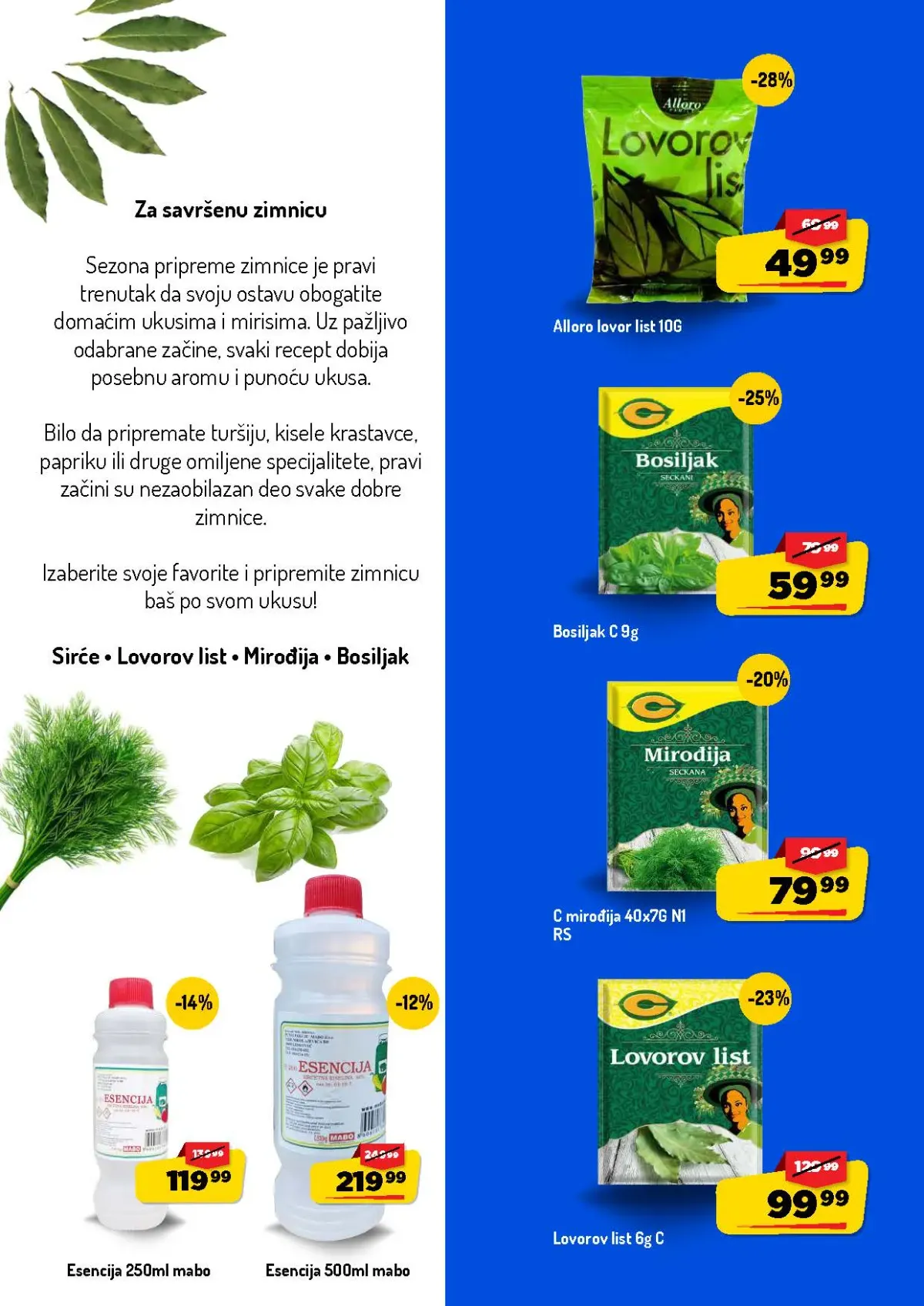 AMAN Zimnica katalog strana 2 – lovorov list, bosiljak, mirođija i esencija