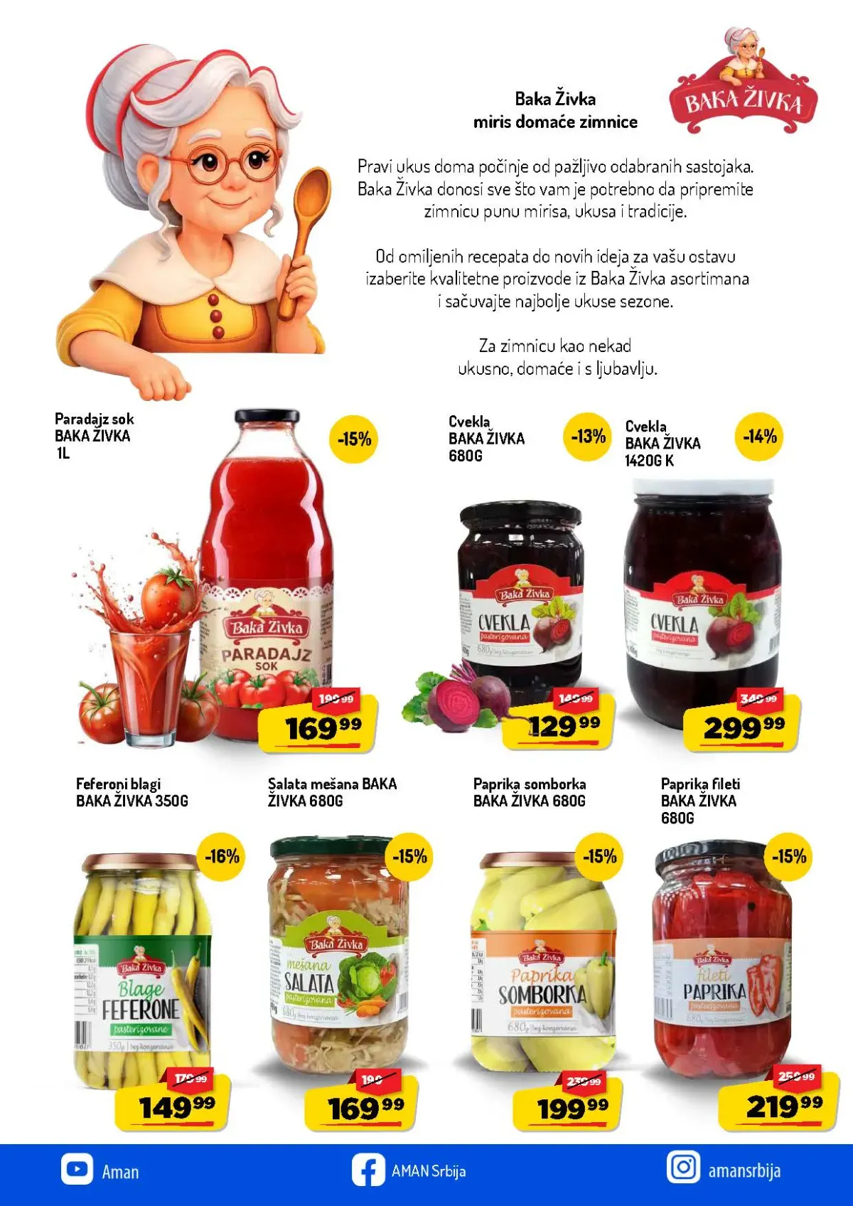AMAN Zimnica katalog strana 4 – Baka Živka paradajz sok, cvekla, feferone i paprika