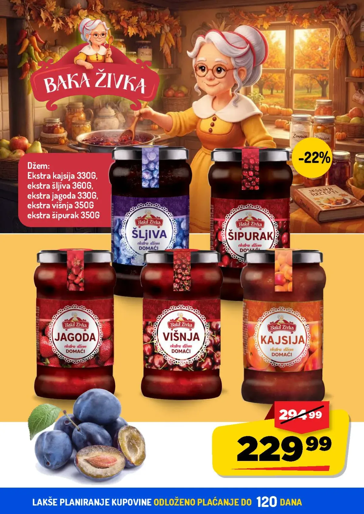 AMAN Zimnica katalog strana 15 – džem od kajsije, šljive, jagode, višnje i šipurka