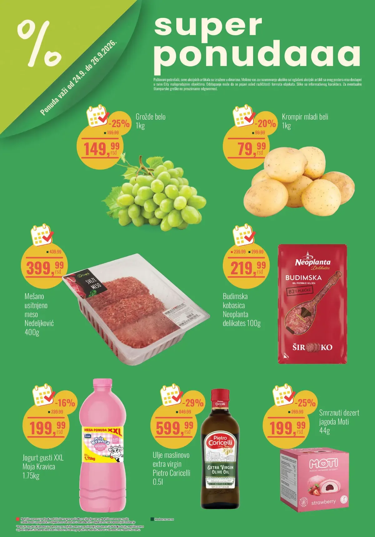 Aroma City super ponuda od 24. do 26.09.2026. sa akcijskim cenama grožđa, krompira i mesa