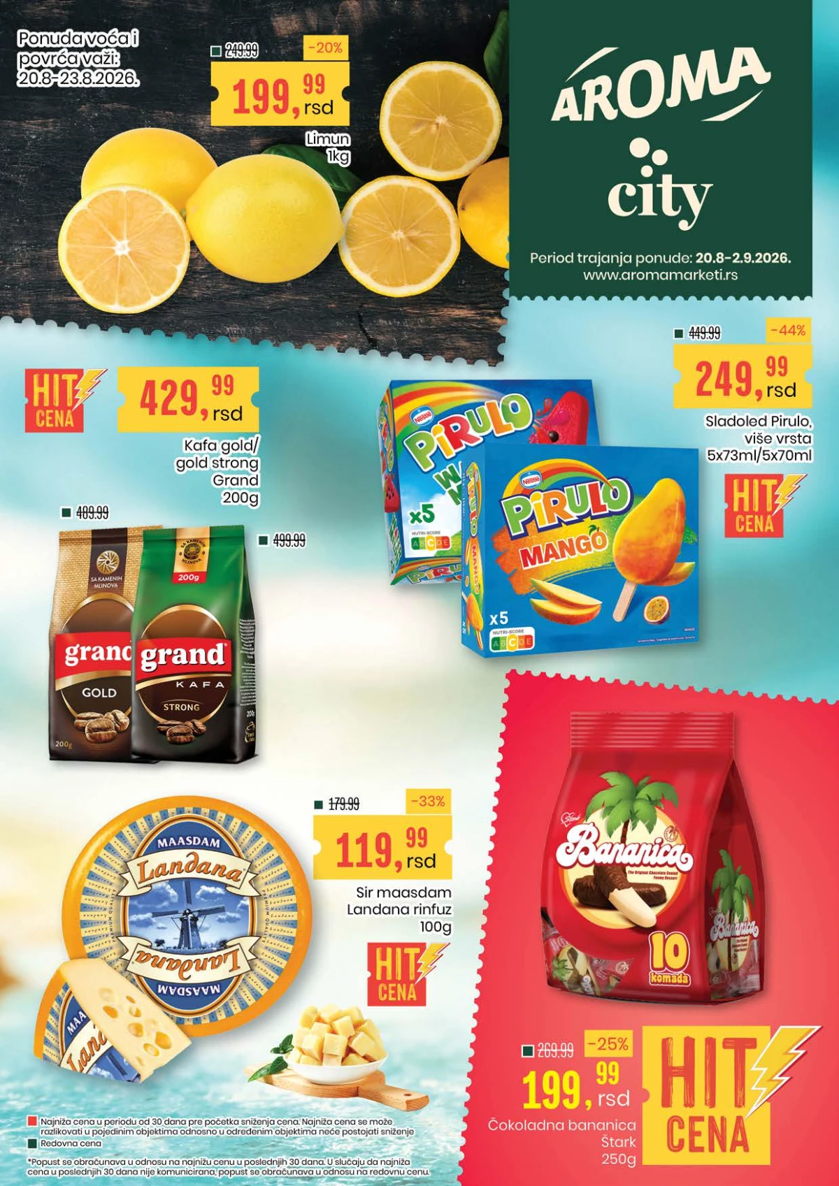 Aroma katalog do 02.09.2026. – Grand kafa, Pirulo sladoled, Landana sir i drugi proizvodi uz popuste do 42%