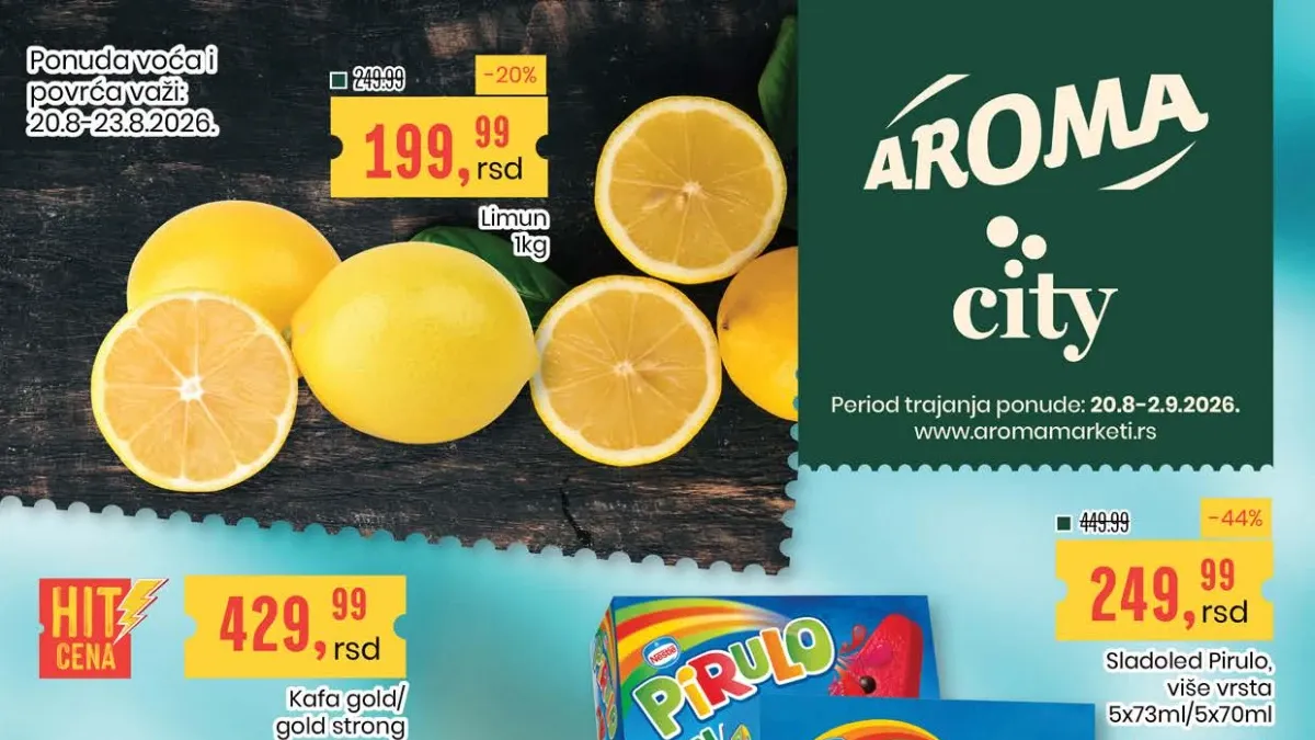 Aroma katalog do 02.09.2026. – popusti do 42% na meso, voće, povrće, mlečne proizvode, piće i kućnu hemiju
