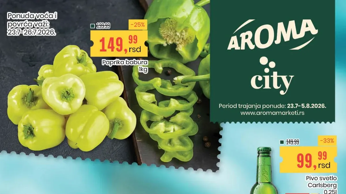 Aroma katalog do 05.08.2026. – popusti na voće, povrće, meso, mlečne proizvode, piće, sladoled i proizvode za svakodnevnu kupovinu