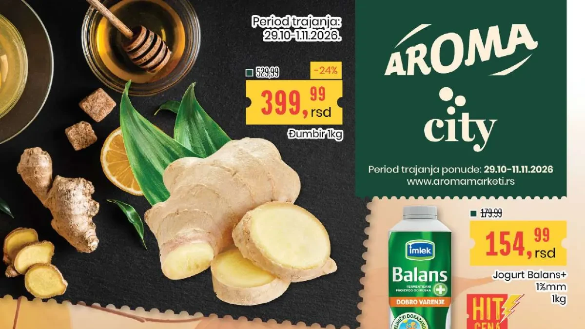 Aroma i Aroma City katalog 29.10–11.11.2026. – akcije na meso, sireve, kafu, prehrambene proizvode i kućnu hemiju