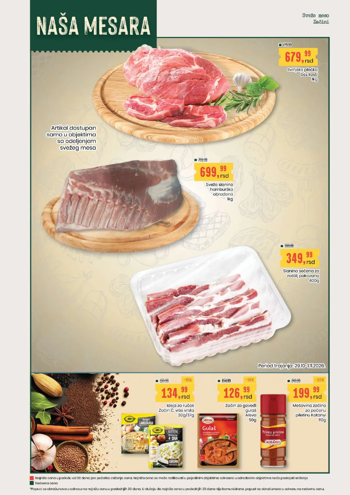 Aroma katalog stranica 3 – svinjsko meso, rebra, slanina i mesne prerađevine na akciji