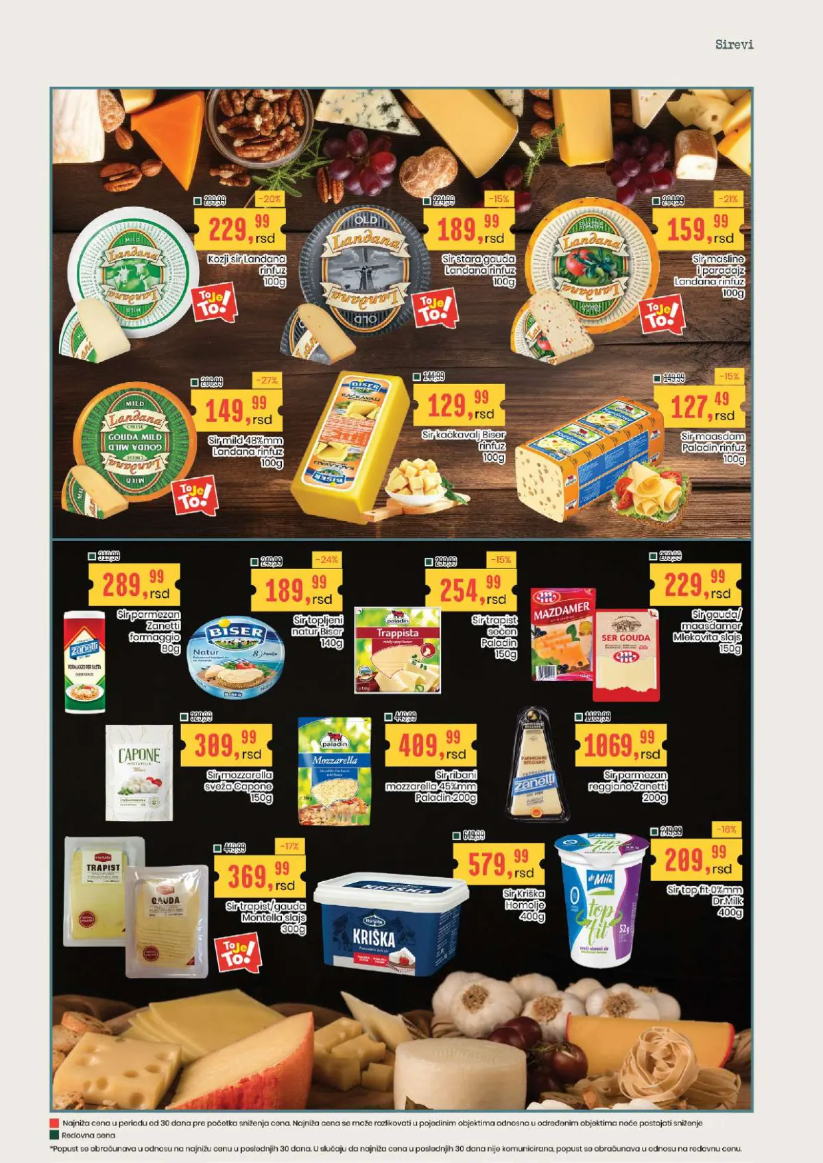 Aroma katalog stranica 6 – domaći i uvozni sirevi, kačkavalj, mozzarella i mlečni namazi