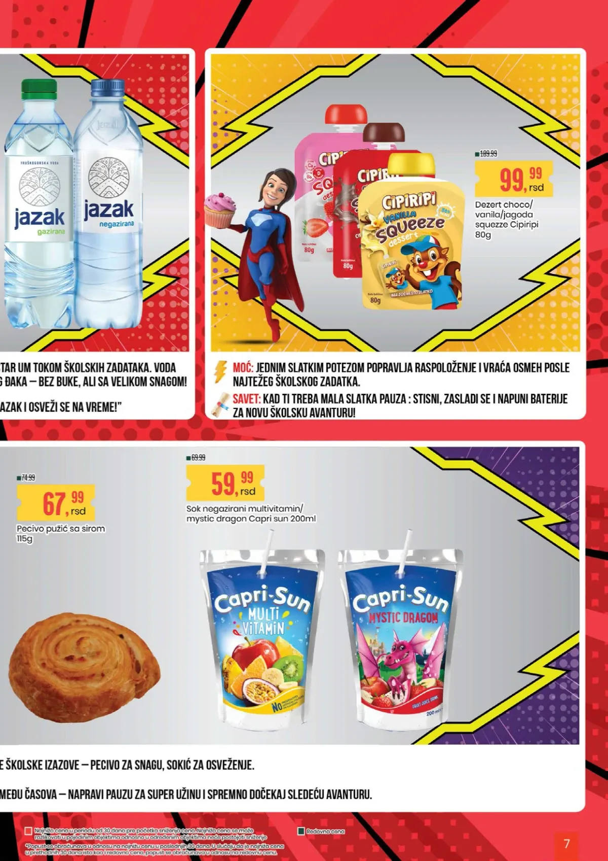 Aroma i City školska ponuda Capri-Sun sokova, peciva sa sirom i Cipiripi deserata