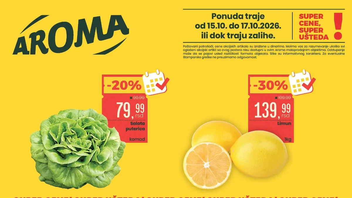 Aroma i Aroma City vikend akcija od 15. do 17.10.2026.