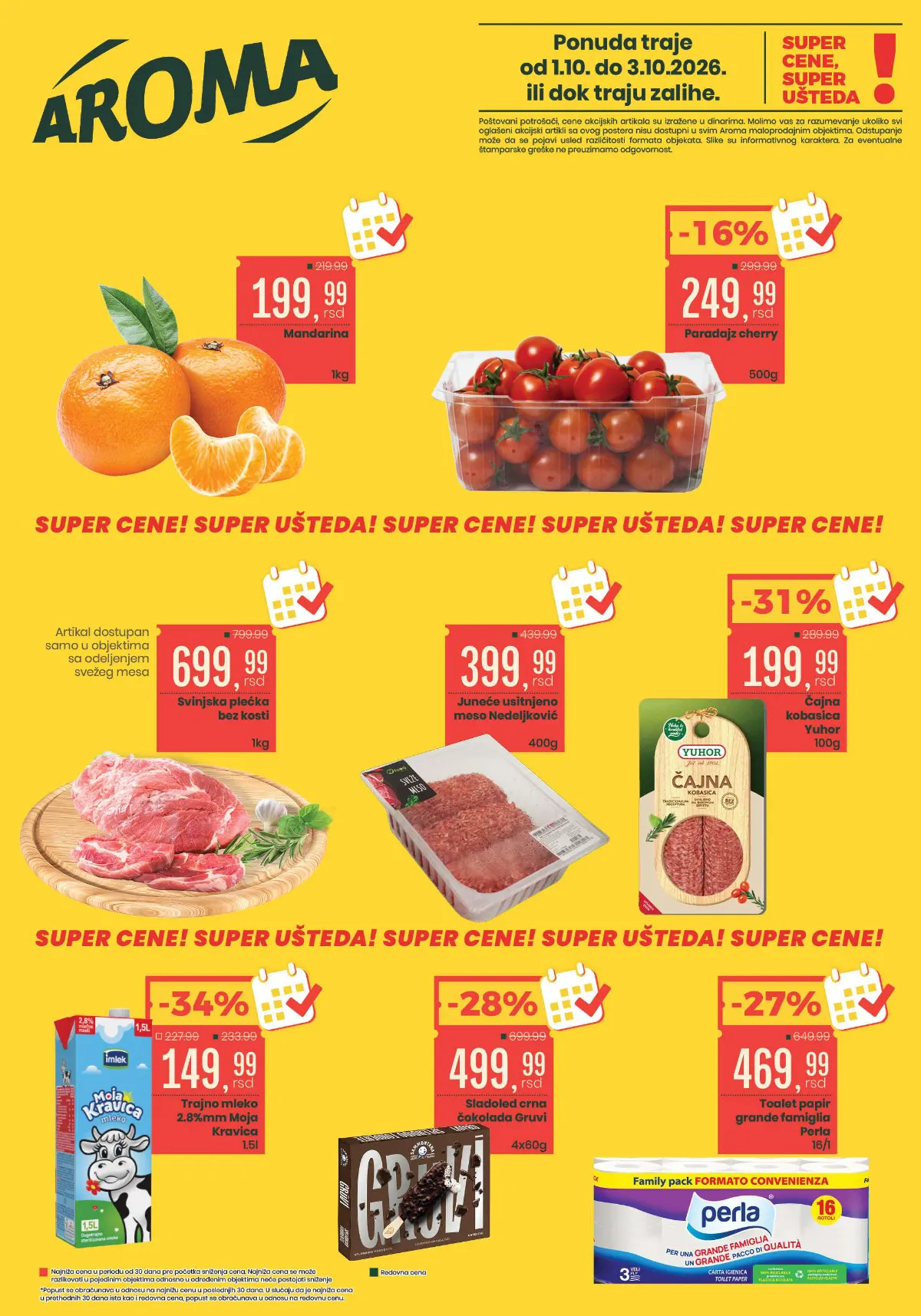 Aroma i Aroma City vikend akcija od 01. do 03.10.2026. – super ponuda i popusti do 34%