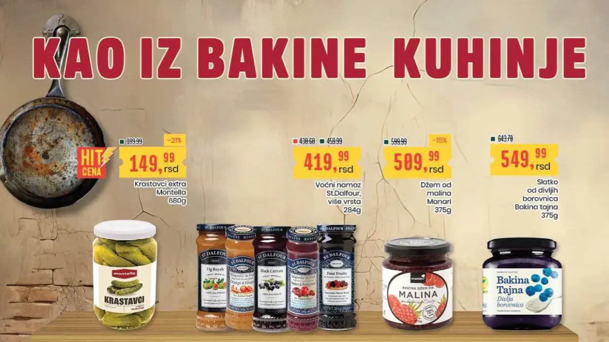 Aroma zimnica akcija do 14.10.2026. – ajvar, džemovi, krastavci, pekmez i drugi proizvodi kao iz bakine kuhinje