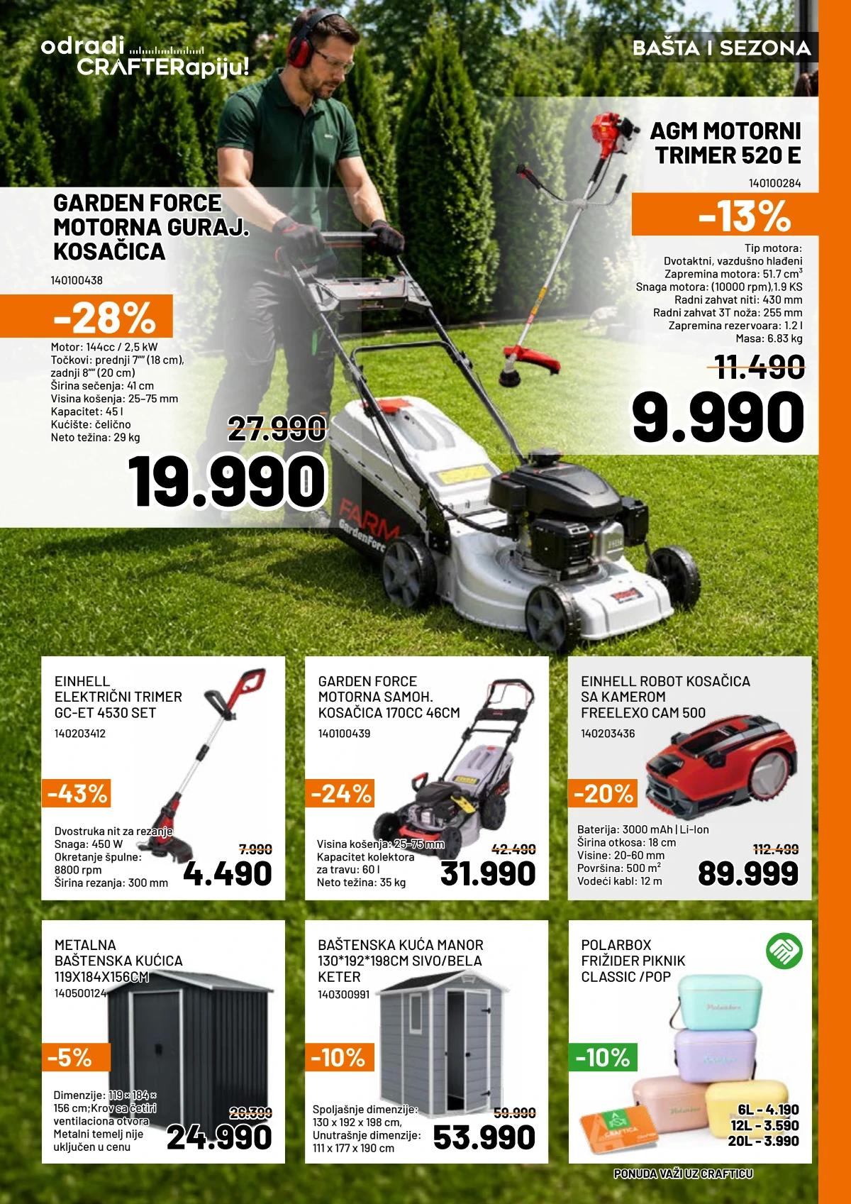 Crafter jun 2026 kosilice trimeri i oprema za održavanje dvorišta