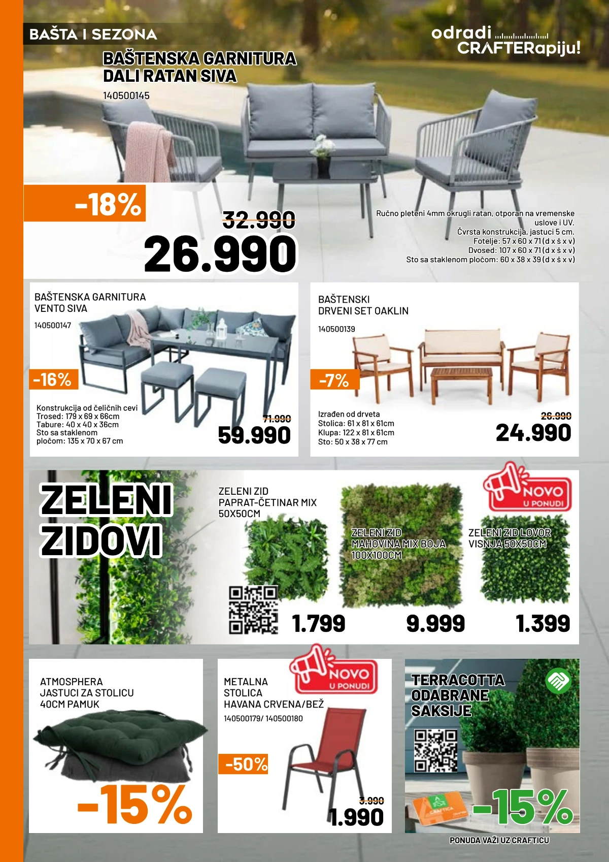 Crafter jun 2026 baštenske garniture stolice i dekoracija za dvorište